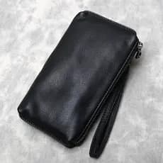 Embreagem masculina de couro genuíno couro macio High-End longo zíper carteira Casual Retro primeira camada carteira do