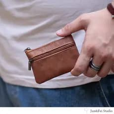 Primeira camada de couro bolsa de moedas moda feminina simples titular do cartão de couro genuíno masculino Ultra-fino p