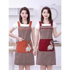 Avental de cozinha doméstico 2026 novo estilo puro algodão à prova dwaterproof água avental feminino cozinhar especial H