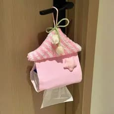 [Rosa ~] Saco de tecido para casa pequena Caixa de tecido pendurado Caixa de papel higiênico Saco pendurado