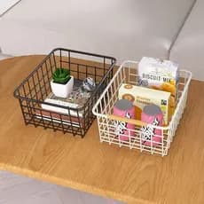 Cesta de armazenamento de grade Retro cesta de armazenamento de ferro Desktop livro lanche cesta casa banheiro cesta de