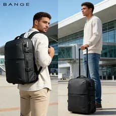 BANGE BANGE Mochila estilo empresarial masculina de grande capacidade para viagens de negócios pode carrinho de embarque