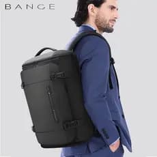 BANGE BANGE Mochila masculina de negócios de grande capacidade Mochila de viagem multifuncional preta Bolsa de viagem de