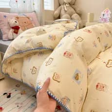 Capa de edredão classe A, peça única, 150x200x230, algodão, fio duplo, borda de concha, dormitório estudantil, cama de a