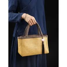 Bolsa de armazenamento Yacao tecida à mão, bolsa feminina de verão, bolsa de praia, bolsa de palha, Mori retrô ins