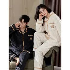 Coral velo casal pijamas inverno feminino forro de lã espessamento 2026 novo estilo outono inverno flanela masculino Hom