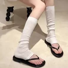 Versão coreana capa de pé dedo do pé aberto Flip-Flops exterior usar miu meias finas quente menina bolha meias meia pern