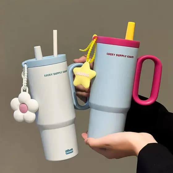 Grande Mac copo térmico meninas forro de cerâmica copo de água portátil Takeaway copo de palha estudante copo de armazen