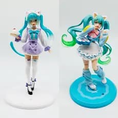 Figura de Anime Hatsune Miku de 19cm com Orelhas de Gato, Figura de Ação em PVC, Boneca Colecionável Kawaii