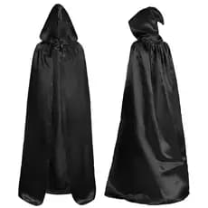 [LAS] Capa Preta de Halloween com Capuz, Fantasia de Mago Medieval para Cosplay, para Adultos e Crianças, Performance BY