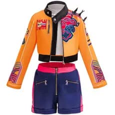 Conjunto de Fantasia Infantil de Três Peças Kpop Demon Hunters do mesmo estilo Rumi K-POP Witch Hunting Group O5UG