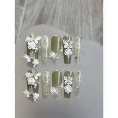 10 Unidades De Unhas Falsas De Flor De Pêssego Prensadas Em Postiças De Amêndoa R