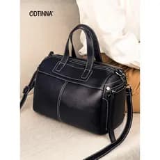 Bolsa feminina 2026 novo estilo moda couro genuíno Boston travesseiro saco feminino grande capacidade couro macio ombro
