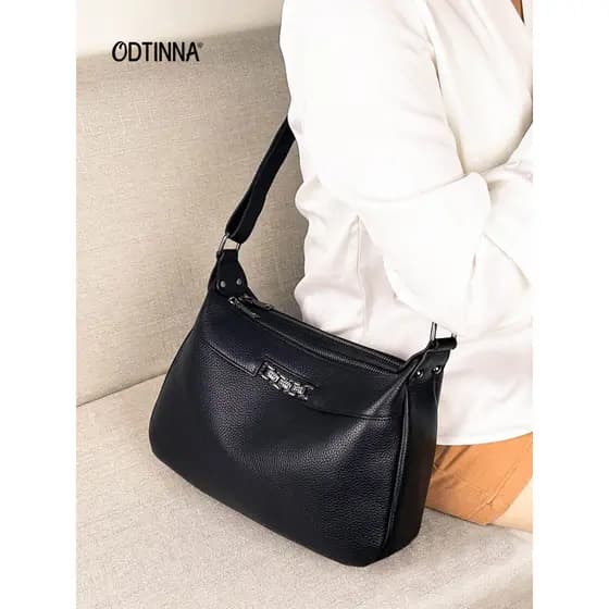 Influenciador bolsa de couro genuíno feminino 2026 novo estilo moda All-Match ombro mensageiro saco francês Casual bolsa