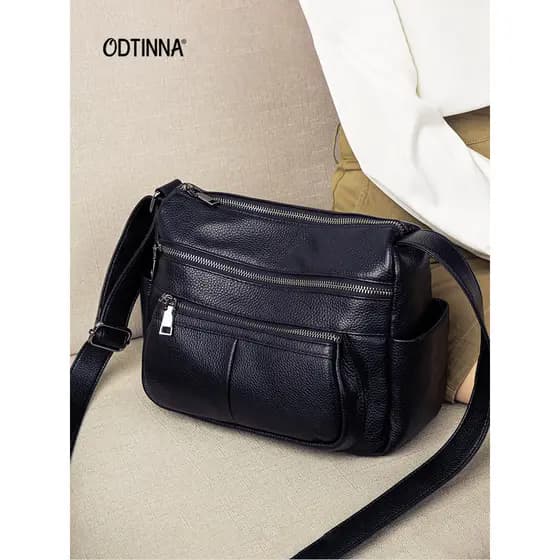 Bolsa mensageiro feminina de couro genuíno 2026 novo estilo elegante All-Match primeira camada bolsa de ombro bolsa mãe