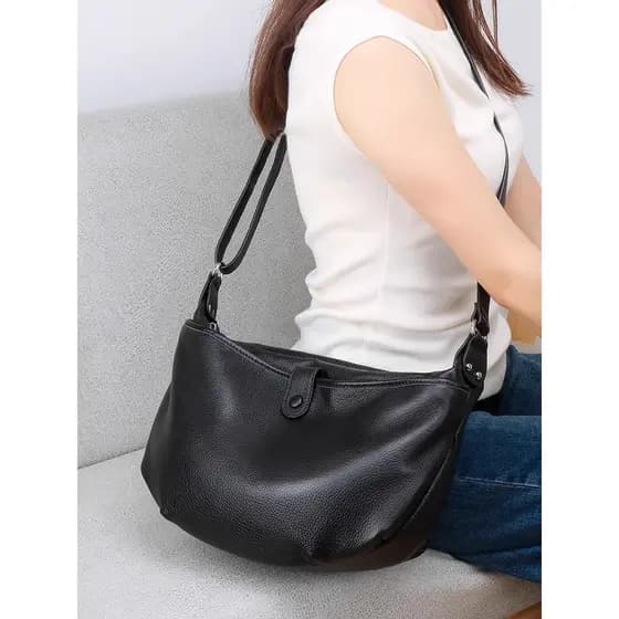Bolsa feminina de couro genuíno 2026 novo estilo elegante All-Match bolsa mensageiro de ombro High-End nicho luz luxo bo