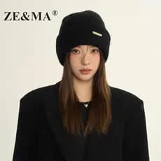 ZE & MA chapéu feminino de malha chapéu de inverno feminino 2025 novo estilo balde chapéu de lã chapéu de pilha de inver