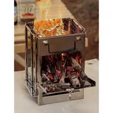 Fogão a lenha dobrável ao ar livre, grelha de aço inoxidável para churrasco, acampamento, piquenique, fogão a carvão dob