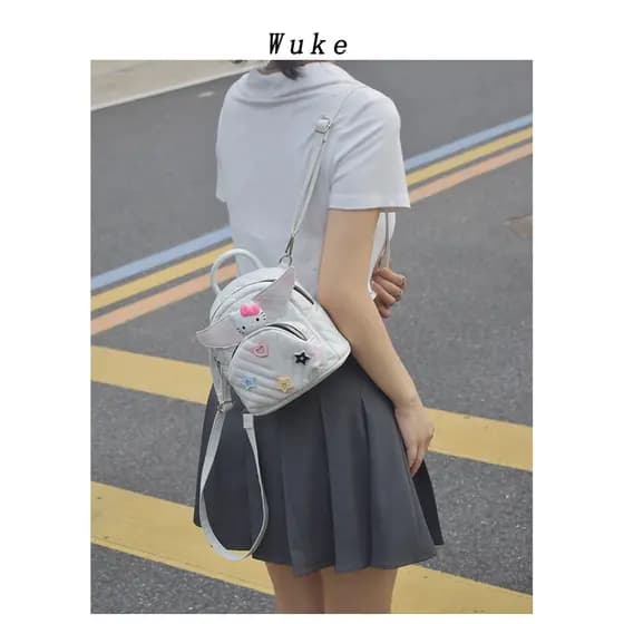 KT bonito Tie-Dye asas Mini estudante pequena mochila feminina novo estilo moda All-Match diamante versão coreana saco d