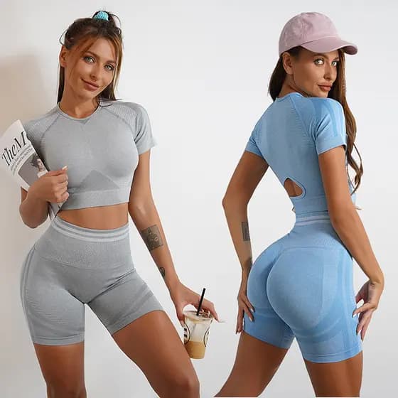 Europeu americano sem costura plissado roupas de Yoga feminino Fitness ao ar livre cintura alta mais magro olhar magro d
