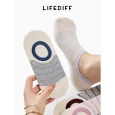 Meias listradas meias femininas verão estilo fino respirável desossado algodão boca rasa invisível barco meias de cano b