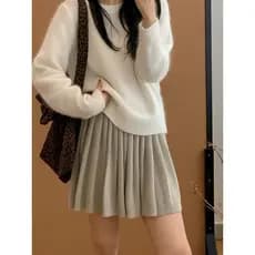 Linda saia de malha de aparência gigante saia plissada saia curta feminina primavera miuli miu saia na moda a linha saia