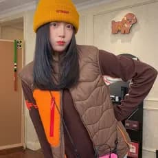 MIN SAN JIN Hokkien Três Ouro Novo Estilo Gola Outono Inverno All-Match Casual Colete Jaqueta CZ-579SS