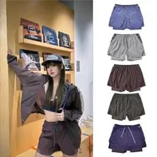 MIN SAN JIN Hokkien Sanjin Ice Sense Secagem rápida de alta elasticidade estilo fino contraste cor costura Shorts calças