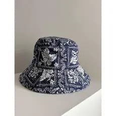 Primavera verão estilo fino chapéu de sol balde chapéu bacia Retro novo estilo Country das mulheres dos homens azul impr