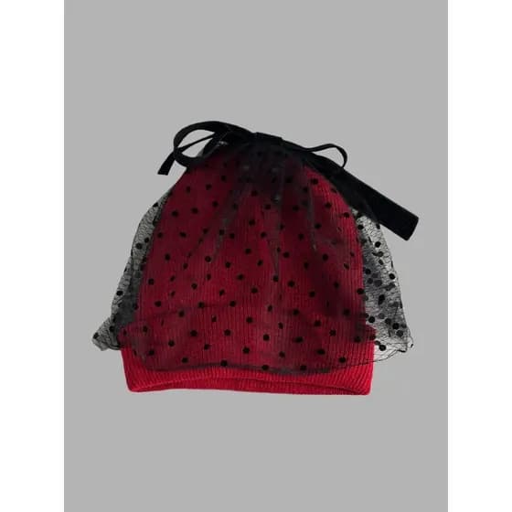 K chapéu de malha Curling bonito estilo ocidental chapéu quente feito à mão estilo ano novo Bowknot gaze senhoras chapéu