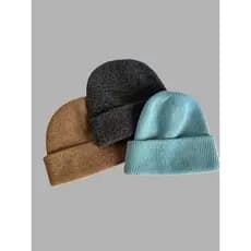 Chapéu de lã masculino feminino Curling quente esqui ao ar livre novo estilo cor misturada azul claro cinza escuro lã qu