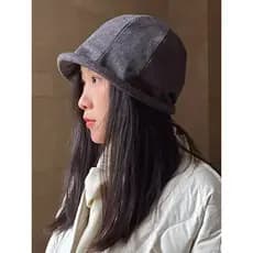 Chapéu de balde grosso bacia chapéu pequeno rosto moda chapéu outono inverno estilo japonês cinza frente longa volta cur