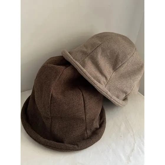Senhoras pequena borda cúpula boné de proteção de orelha cor café estilo japonês rolo outono inverno japonês tridimensio