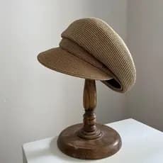 Preto Casual palha tecido de aba curta boné de pico boina estilo chapéu capa cabelo branco moda versão coreana verão cha