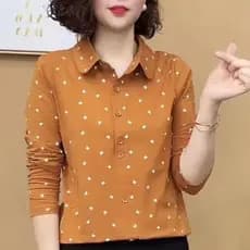 [Baratine] Temperamento lapela feminina manga comprida tamanho estilo ocidental camisa Base gola listrada primavera gran