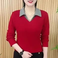 Camisa de lapela gola POLO primavera estilo fino All-Match temperamento camisa de fundo tamanho grande estilo ocidental
