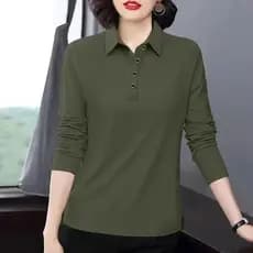 [Baratine] Camisa de manga comprida com fundo novo estilo camisa 2025 camisa polo All-Match camiseta lapela feminina