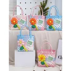 Pequeno novo produto saco de tecido de plástico tecido cesta de presente bolsa cesta de lembrança estilo fresco saco de