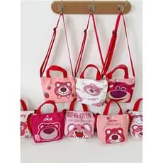 Morango urso saco crianças 2025 novo estilo primavera verão All-Match bolsa de lona bolsa de ombro bonito saco Casual