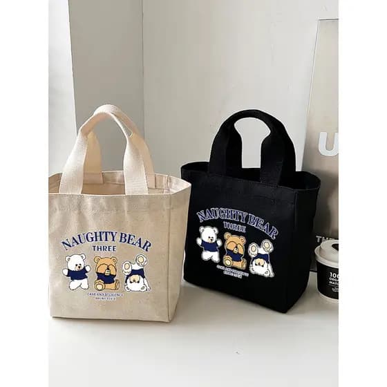 Bolsa de lona pequena All-Match trabalhador de escritório Bento saco novo estilo estudante grande capacidade lancheira s