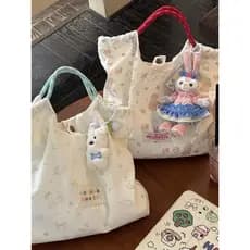 Bolsa de lona de ombro novo estilo bonito Floral estudante bolsa de ombro feminina grande capacidade sacola tote Commute
