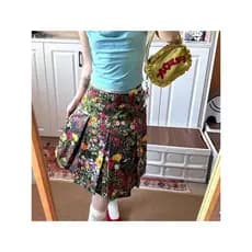 Miss Gong Retro Nicho High-End Elegante Flor Estampa Plissada Slim-fit Slimmer Look Saia Feminina Verão
