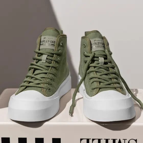 Sapatos de cano alto masculinos primavera respirável sapatos de lona masculino Mid-top sapatos casuais tênis masculinos