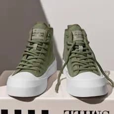 Sapatos de cano alto masculinos primavera respirável sapatos de lona masculino Mid-top sapatos casuais tênis masculinos
