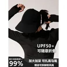 Zhao Lusi Mesmo Estilo de Secagem Rápida Dobrável Sombrinha Chapéu de Sol Feminino Circunferência de Cabeça Grande Corda