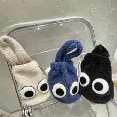 Japão bonito olhos grandes saco cosmético cordeiro pelúcia balde saco feminino All-Match bolsa dos desenhos animados sac