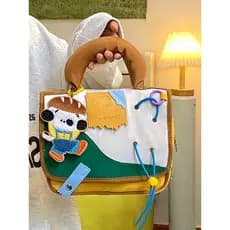 Japonês contraste cor dos desenhos animados saco cosmético feminino saco de embreagem novo estilo moda bonito grande cap