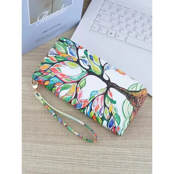 Senhoras japonesas carteira feminina longa de três cores costura contraste cor elegante simples zíper saco do telefone m