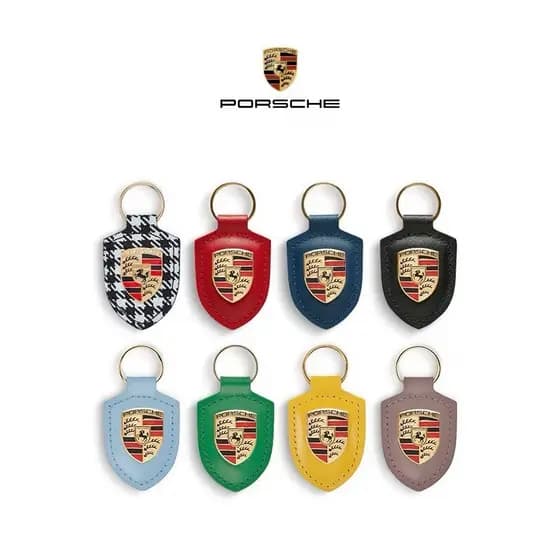 Chaveiro Porsche porsche escudo emblema chaveiro Original alemão importado logotipo de couro genuíno [não reembolsável]