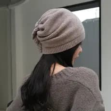 Outono inverno chapéu feminino lã de malha chapéu de lã quente chapéu pilha chapéu pulôver chapéu cor sólida All-Match B